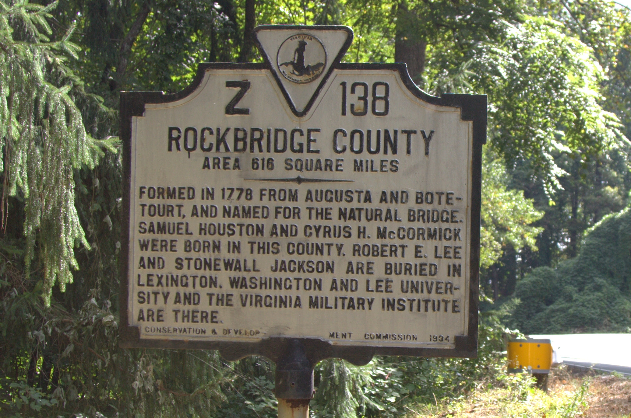 Rockbridge County Face of Marker