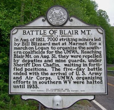 Battle of Blair Mountain Marker image. Click for full size.