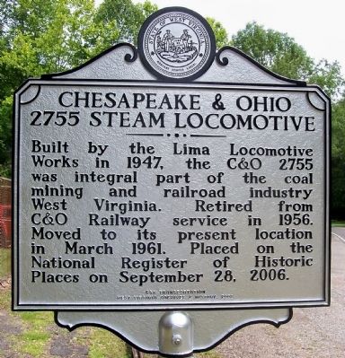 Chesapeake & Ohio 2755 Steam Locomotive Marker image. Click for full size.