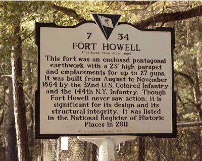Fort Howell Marker, reverse side image. Click for full size.