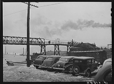 Change of shift for freight yard workers. Click for full size. Change of shift for freight yard workers image. Click for full size.