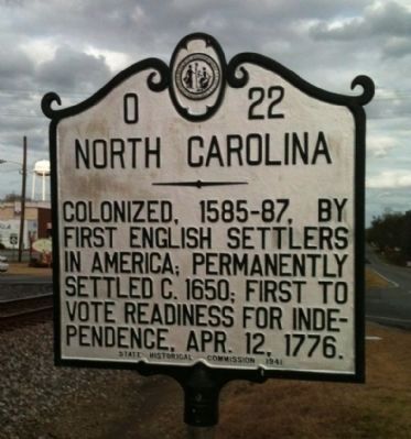 North Carolina side of the marker image. Click for full size.