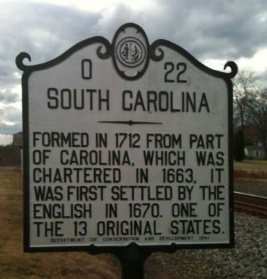 South Carolina side of the marker image. Click for full size.