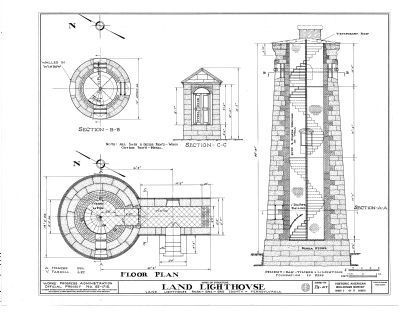 Erie Land Lighthouse Section Drawings image. Click for full size.