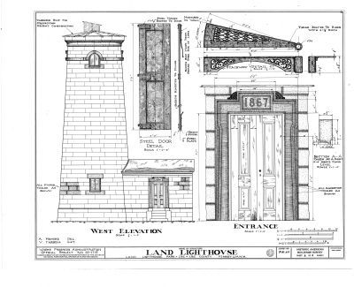Erie Land Lighthouse Architectural Drawings image. Click for full size.