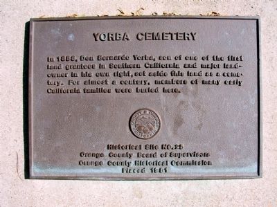 Yorba Cemetery Marker image. Click for full size.