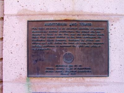 Auditorium and Tower Marker image. Click for full size.