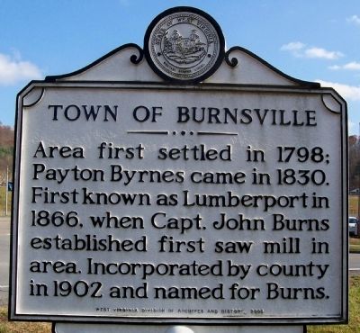 Town of Burnsville Marker image. Click for full size.