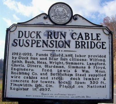 Duck Run Cable Suspension Bridge Marker image. Click for full size.