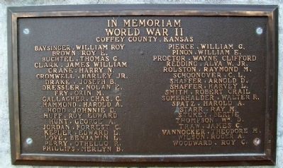 Coffey County Veterans Memorial Park WWII Marker image. Click for full size.