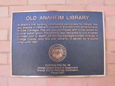 Old Anaheim Library Marker image. Click for full size.