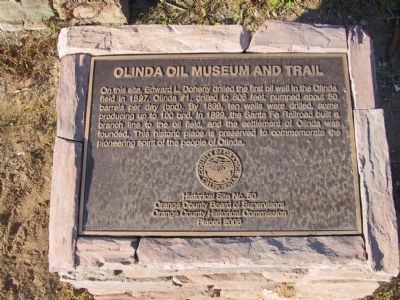 Olinda Oil Museum and Trail Marker image. Click for full size.