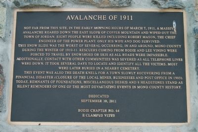Avalanche of 1911 Marker image. Click for full size.