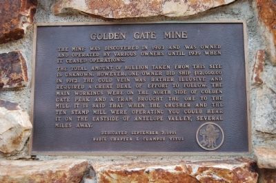 The Golden Gate Mine Marker image. Click for full size.