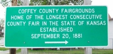 Coffey County Fairgrounds Marker. Click for full size. Coffey County Fairgrounds Marker image. Click for full size.