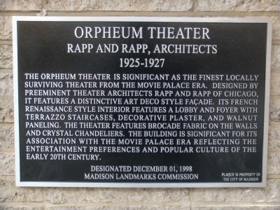 Orpheum Theater Marker. Click for full size. Orpheum Theater Marker image. Click for full size.
