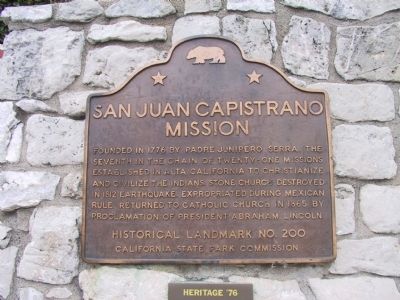 San Juan Capistrano Mission Marker image. Click for full size.