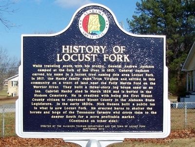 History of Locust Fork Marker, side A image. Click for full size.