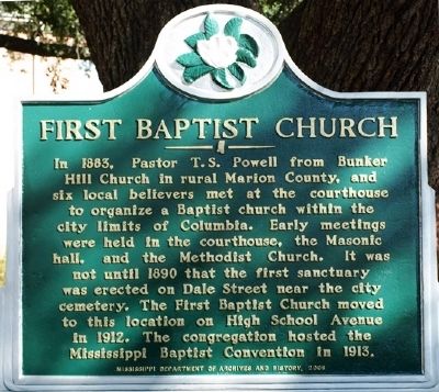 First Baptist Church Marker. Click for full size. First Baptist Church Marker image. Click for full size.