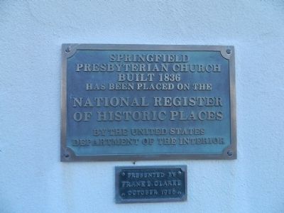 Springfield Presbyterian Church Marker image. Click for full size.