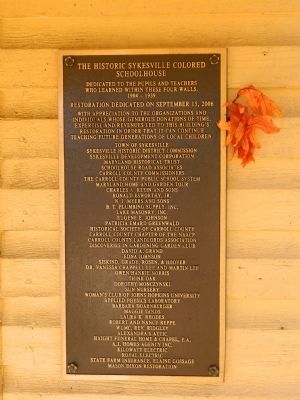 The Historic Sykesville Colored Schoolhouse Marker image. Click for full size.