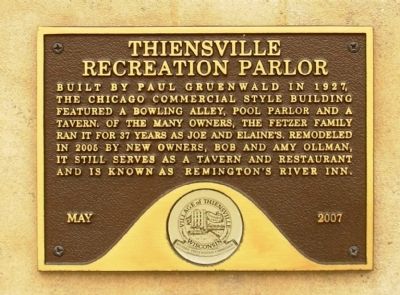 Thiensville Recreation Parlor Marker image. Click for full size.