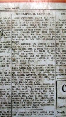 Fire Devils Newspaper Bios Detail on Marker. Click for full size. Fire Devils Newspaper Bios Detail on Marker image. Click for full size.