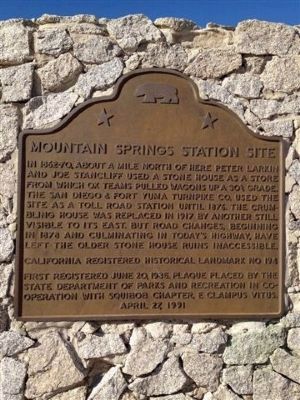 Mountain Springs Station Site Marker. Click for full size. Mountain Springs Station Site Marker image. Click for full size.