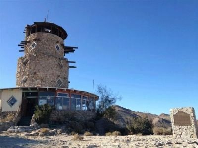 Mountain Springs Station Site Marker and the Desert View Tower. Click for full size. Mountain Springs Station Site Marker and the Desert View Tower image. Click for full size.