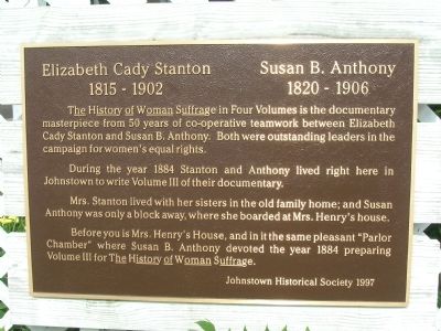 Elizabeth Cady Stanton	Susan B. Anthony Marker image. Click for full size.