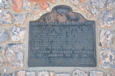 Searles Lake Borax Discovery Marker. Click for full size. Searles Lake Borax Discovery Marker image. Click for full size.
