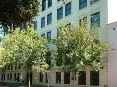 Ordinance of Secession Marker, seen behind tree at right, along Meeting Street image. Click for full size.