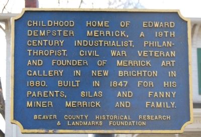 Childhood Home of Edward Dempster Merrick Marker image. Click for full size.