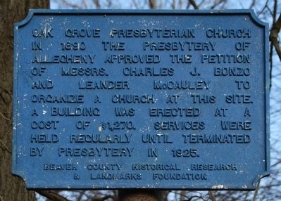 Oak Grove Presbyterian Church Marker image. Click for full size.