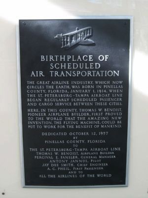 Birthplace of Scheduled Transportation Plaque image. Click for full size.