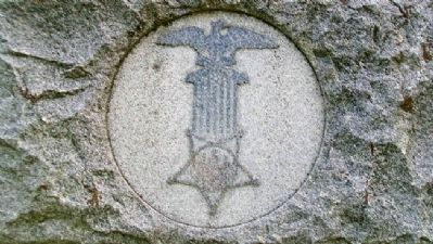 G.A.R. Emblem on Civil War Memorial image. Click for full size.