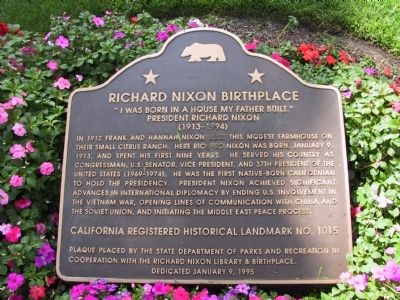 Richard Nixon Birthplace Marker image. Click for full size.