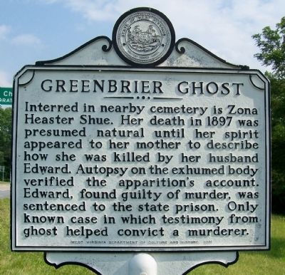 Greenbrier Ghost Marker image. Click for full size.
