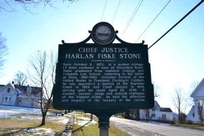 Chief Justice Harlan Fiske Stone Marker image. Click for full size.