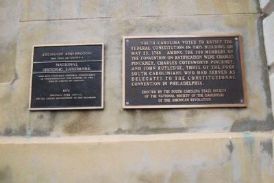 National Historic Landmark Plaque (Left)<br>Convention on Ratification Marker (Right) image. Click for full size.