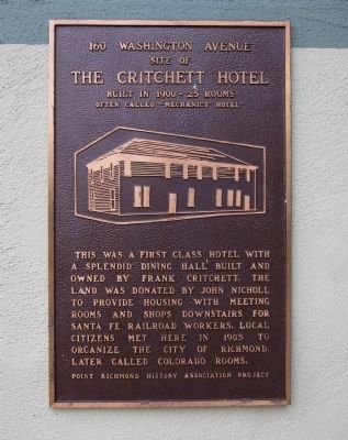 The Critchett Hotel Marker. Click for full size. The Critchett Hotel Marker image. Click for full size.