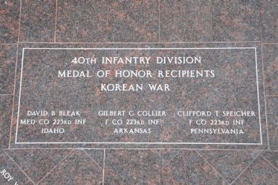 40th Infantry Division Medal of Honor Recipients Korean War image. Click for full size.