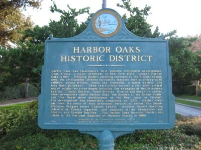 Harbor Oaks Historic District Marker image. Click for full size.