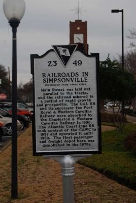Railroads in Simpsonville Marker image. Click for full size.