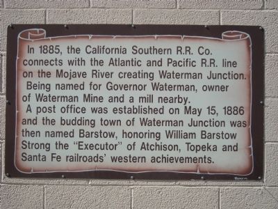 Waterman Junction becomes Barstow 1886 Marker image. Click for full size.