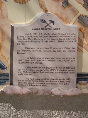 Calico Mountain Mines Marker image. Click for full size.