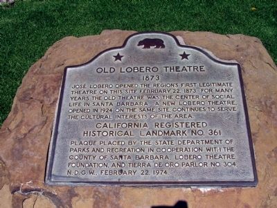 Old Lobero Theatre Marker image. Click for full size.