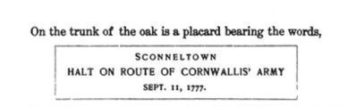 Original marker on the Ancient Sconnelltown Oak Tree image. Click for full size.