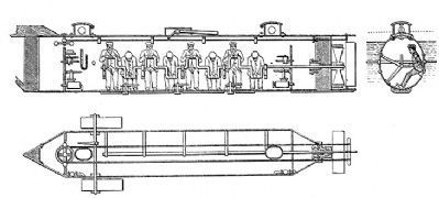 Drawings of the CSS <i>H.L. Hunley</i> image. Click for full size.