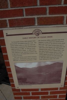 Early History of Clear Creek Marker image. Click for full size.